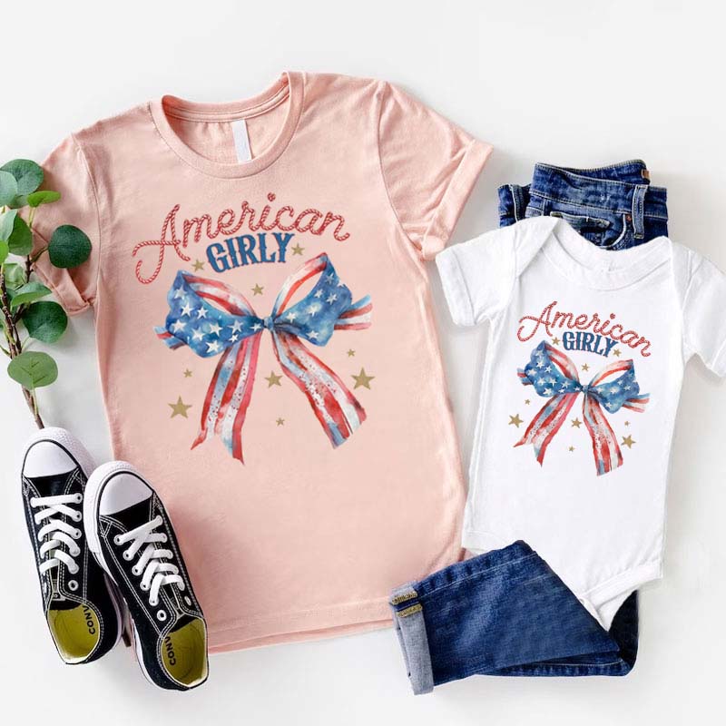 [Adult Tee]American Girl T Shirt Bubble Romper Baby Bodysuit