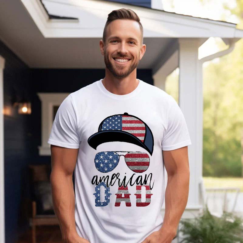 [Adult Tee]Glitter American Dad and Boy Bundle July 4th