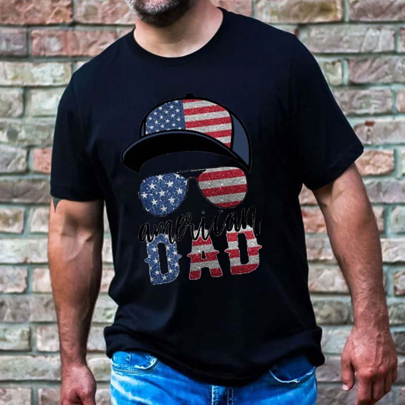 [Adult Tee]Glitter American Dad and Boy Bundle July 4th