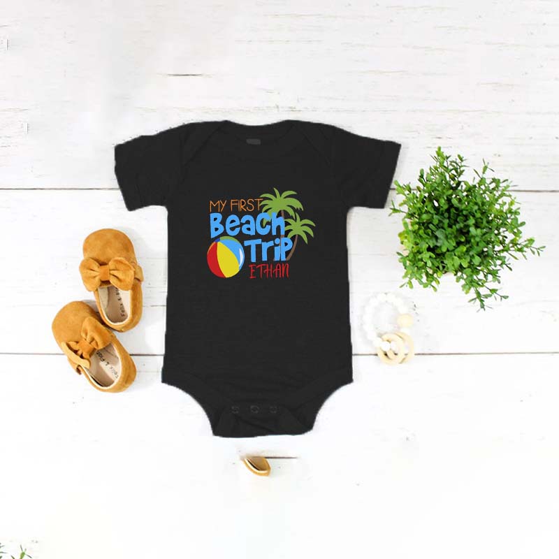 Personalized My First Beach Trip Toddler Shirt Infant Beach Tee