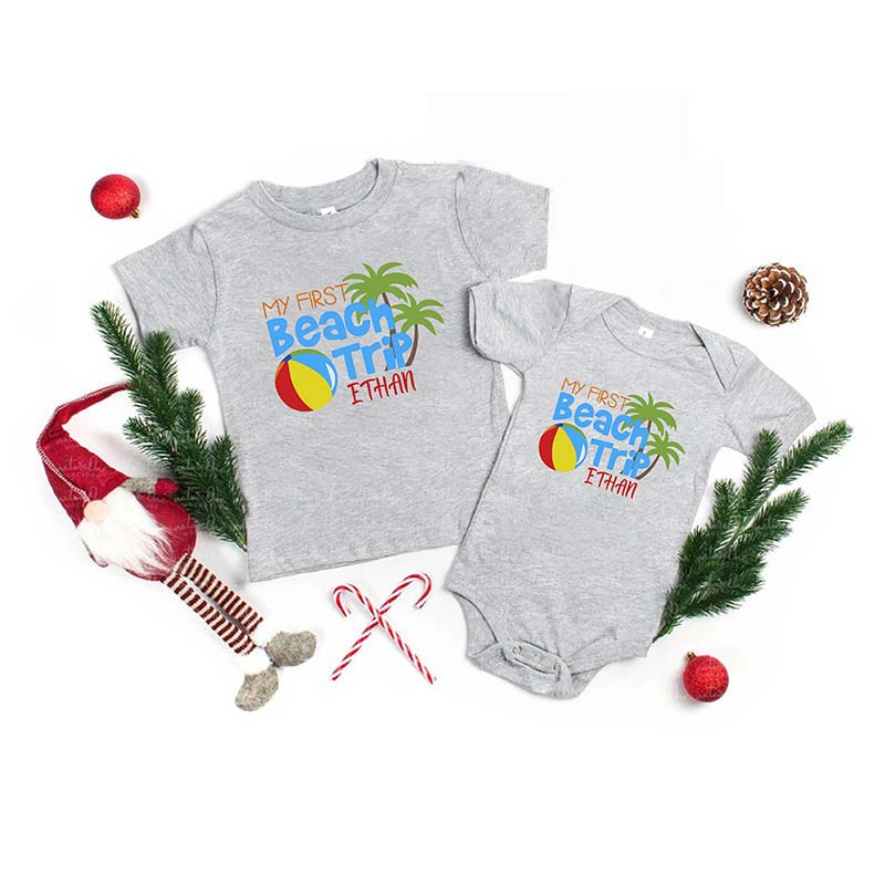 Personalized My First Beach Trip Toddler Shirt Infant Beach Tee