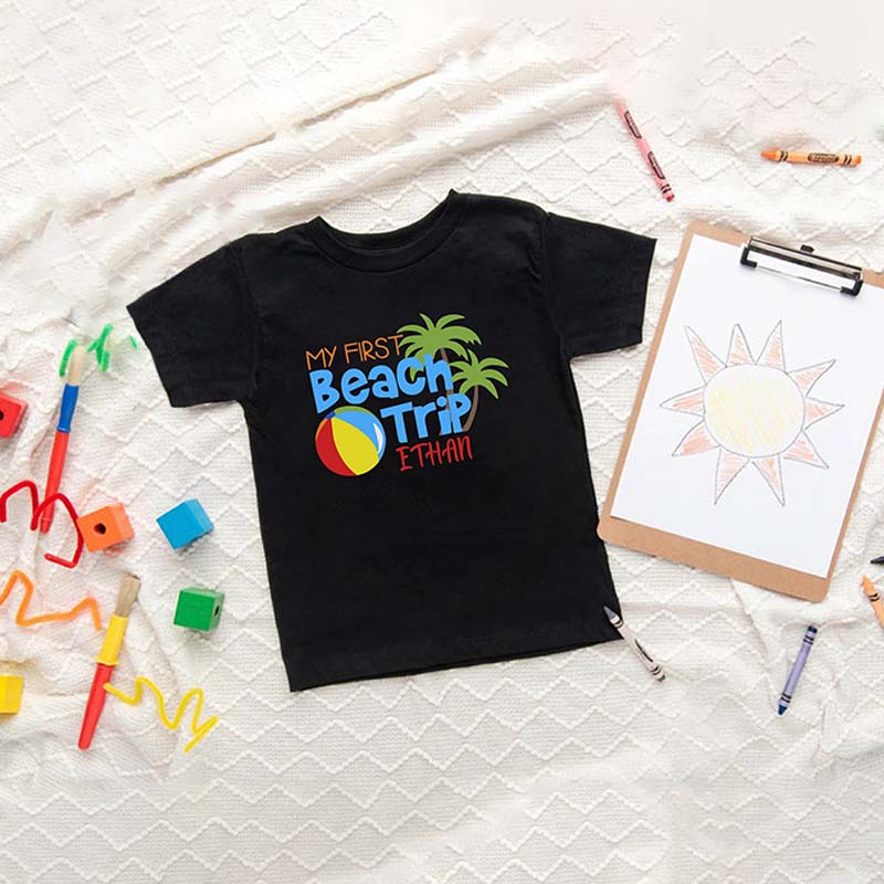 Personalized My First Beach Trip Toddler Shirt Infant Beach Tee