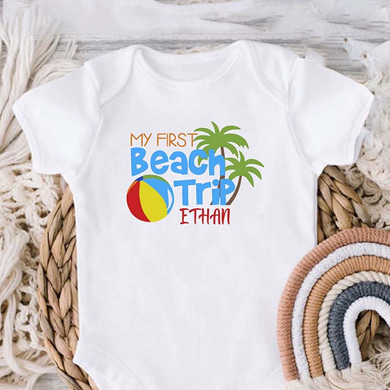 Personalized My First Beach Trip Toddler Shirt Infant Beach Tee