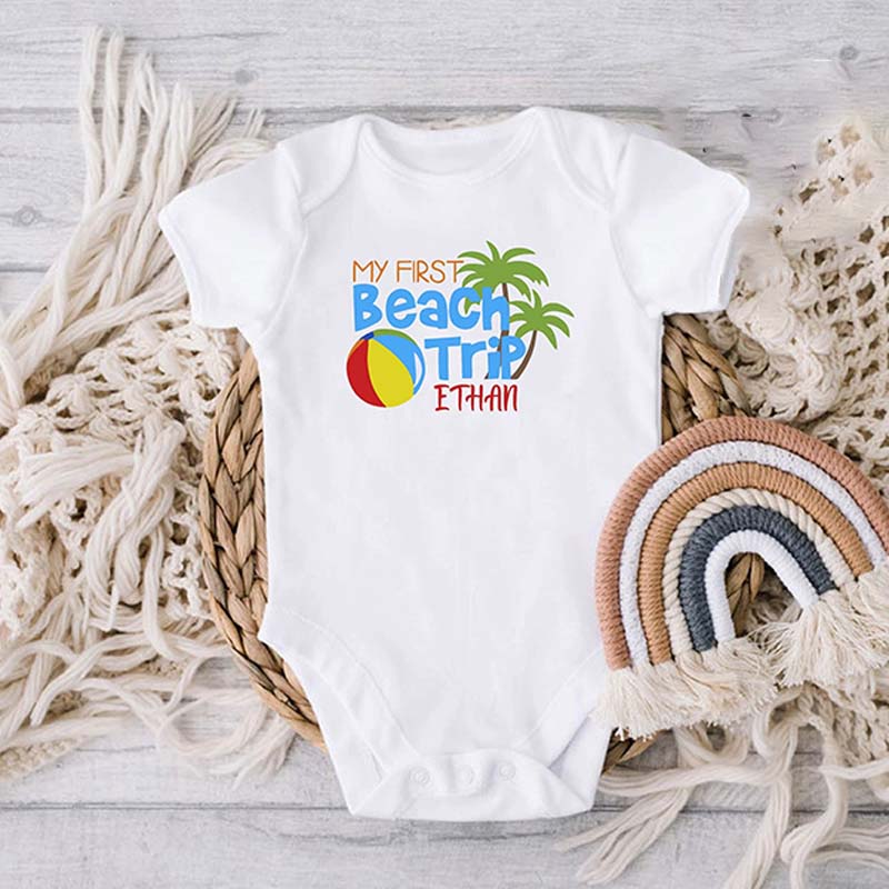 Personalized My First Beach Trip Toddler Shirt Infant Beach Tee