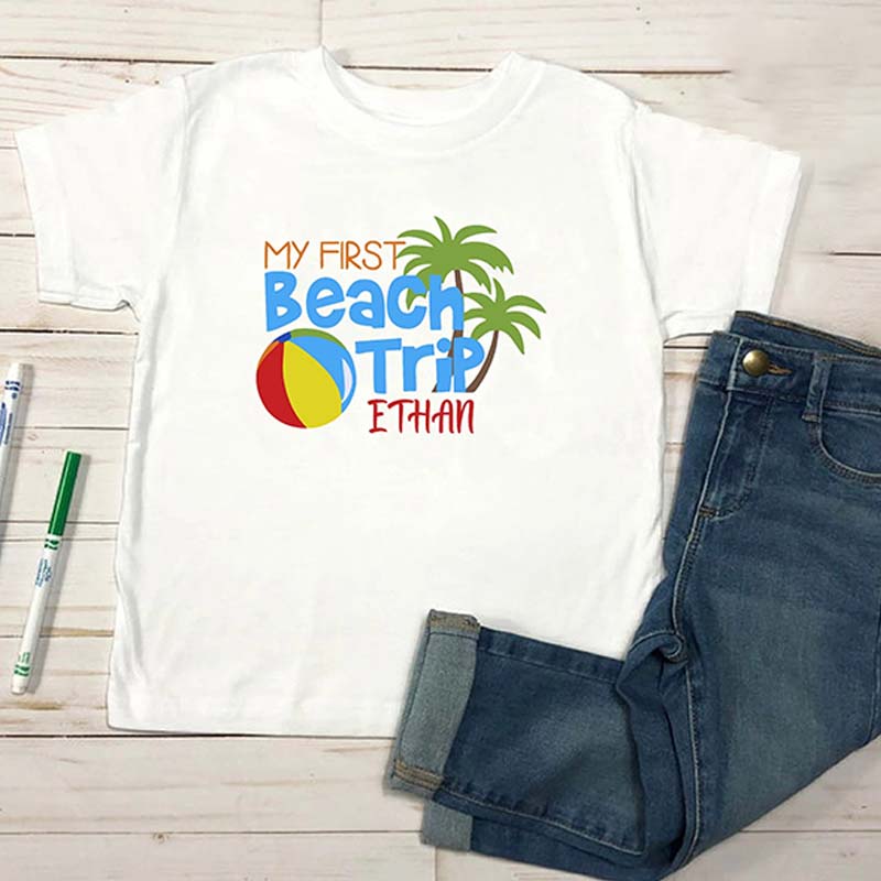 Personalized My First Beach Trip Toddler Shirt Infant Beach Tee
