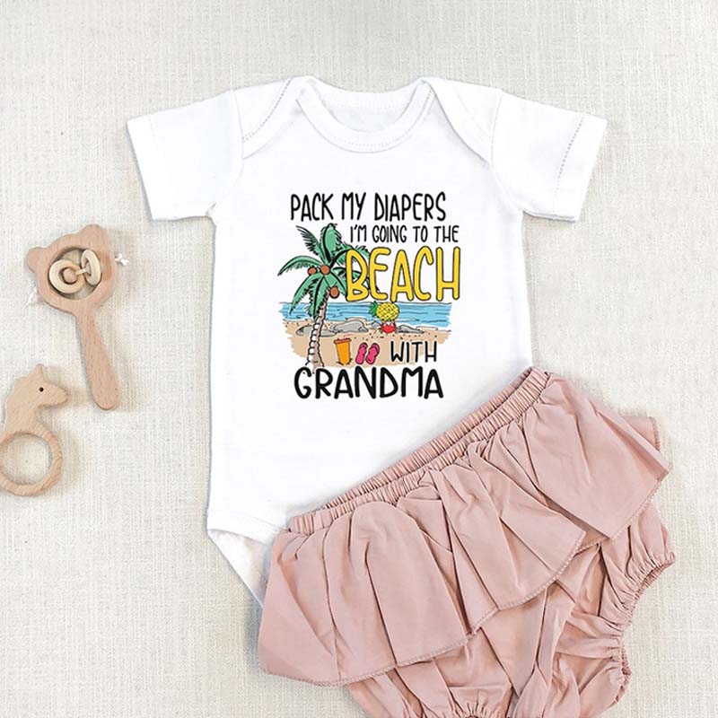 Personalized Beach Baby Girl Cute Summer Outfit Travel Vacation Onesie
