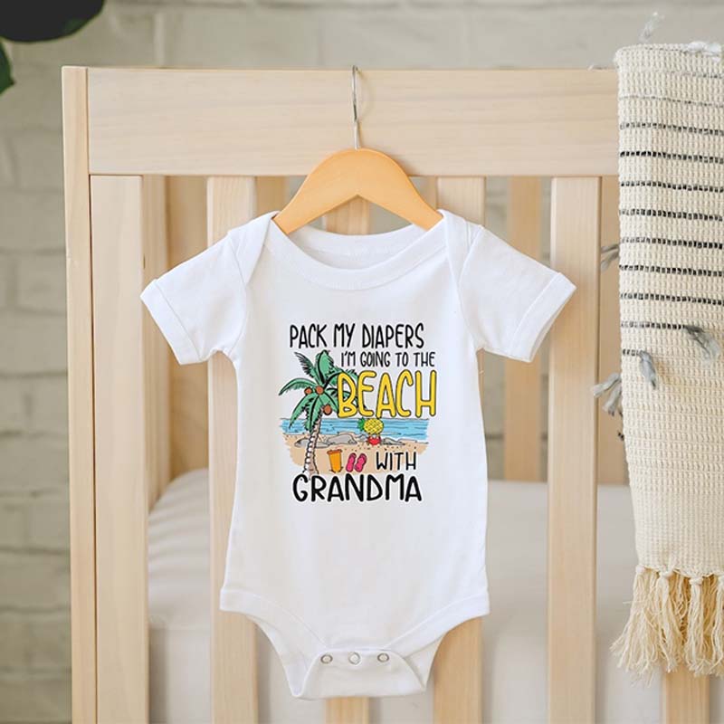 Personalized Beach Baby Girl Cute Summer Outfit Travel Vacation Onesie