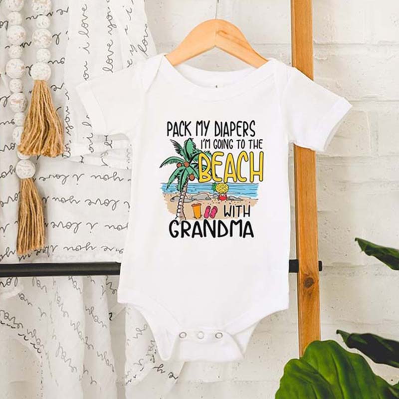 Personalized Beach Baby Girl Cute Summer Outfit Travel Vacation Onesie
