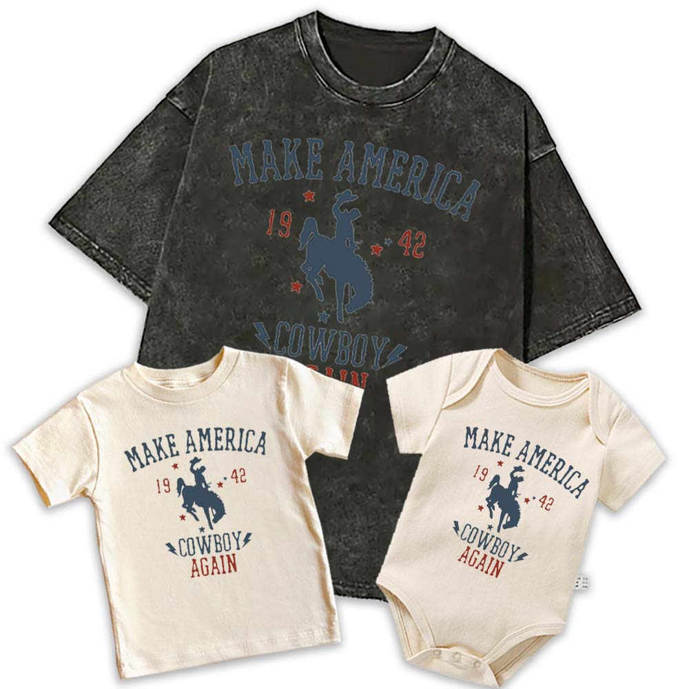 [Adults Tee] Make America Cowboy Again Retro Designs