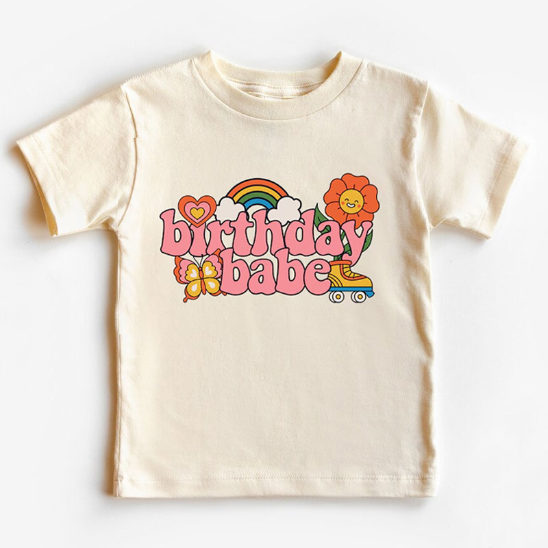 Cute Girls Retro Birthday Babe Toddler Shirt, Baby Onesie
