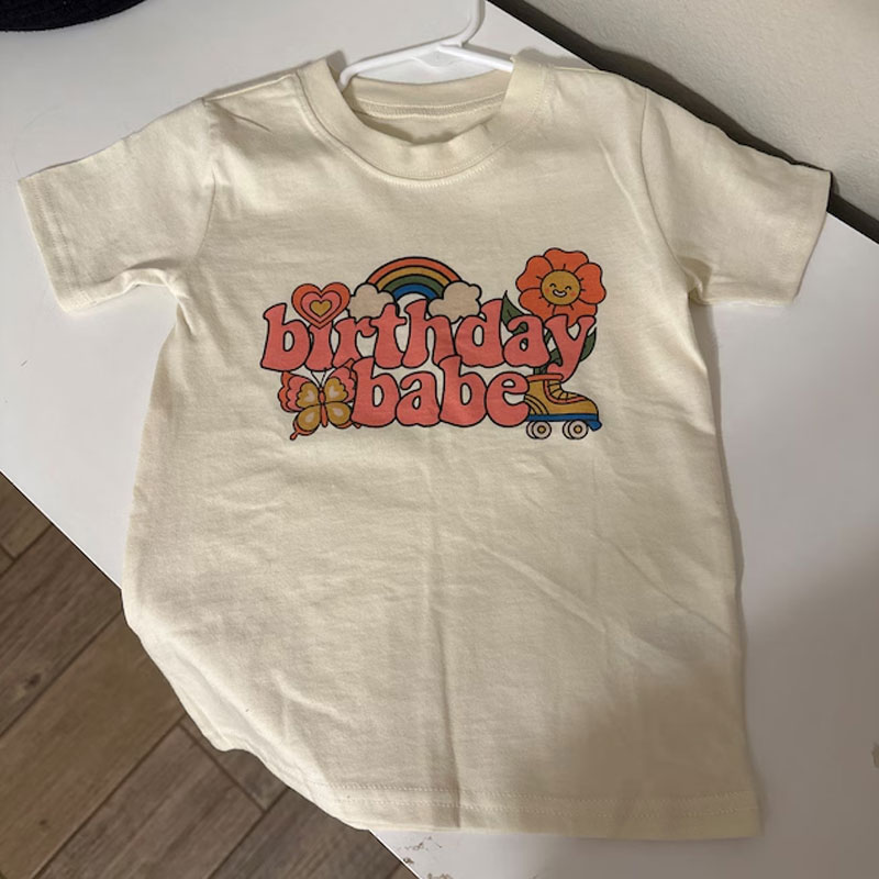 Cute Girls Retro Birthday Babe Toddler Shirt, Baby Onesie