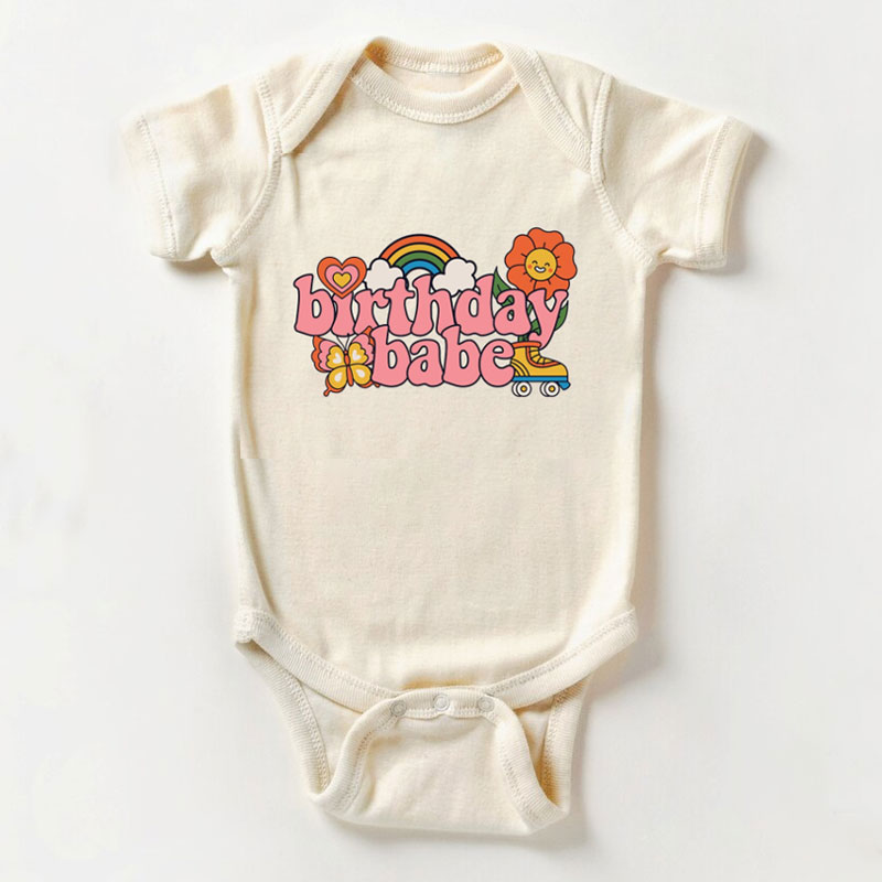Cute Girls Retro Birthday Babe Toddler Shirt, Baby Onesie