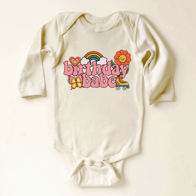 Cute Girls Retro Birthday Babe Toddler Shirt, Baby Onesie