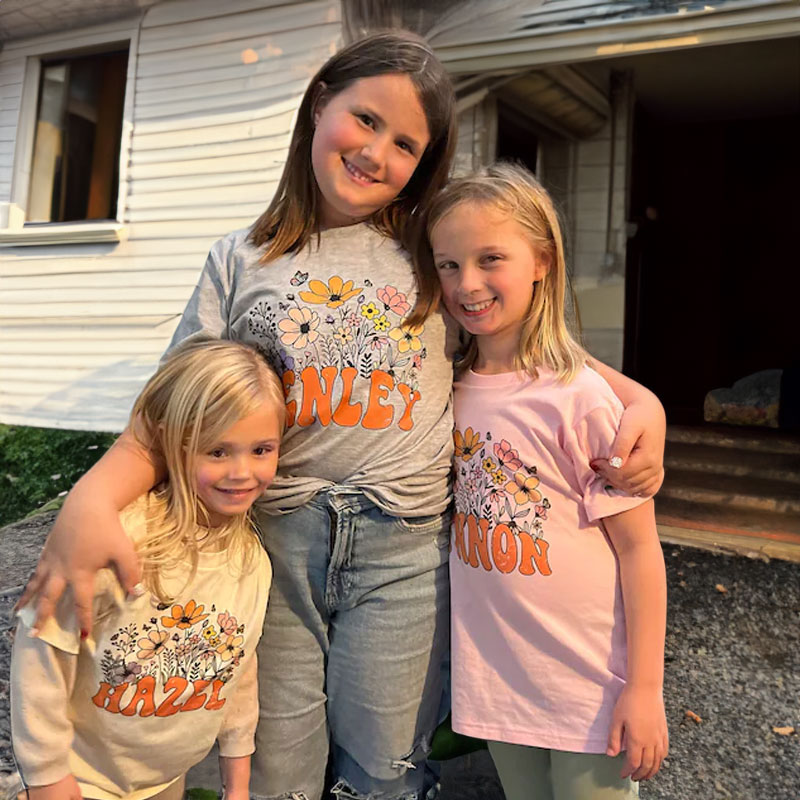 Personalized Retro Daisy Wild Flower Toddler Onesie, Youth Tee
