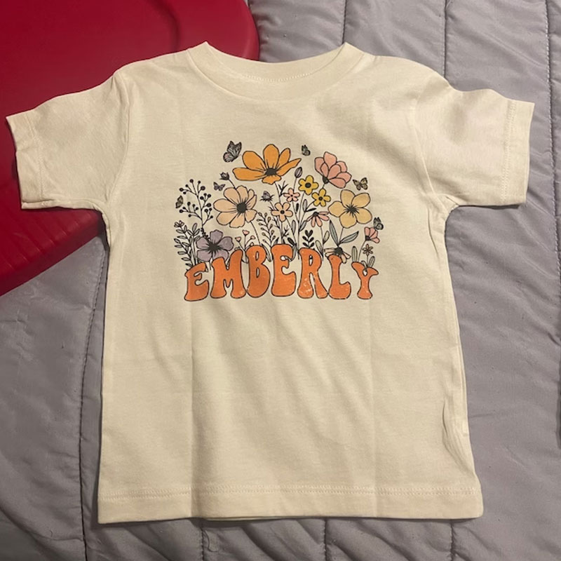 Personalized Retro Daisy Wild Flower Toddler Onesie, Youth Tee