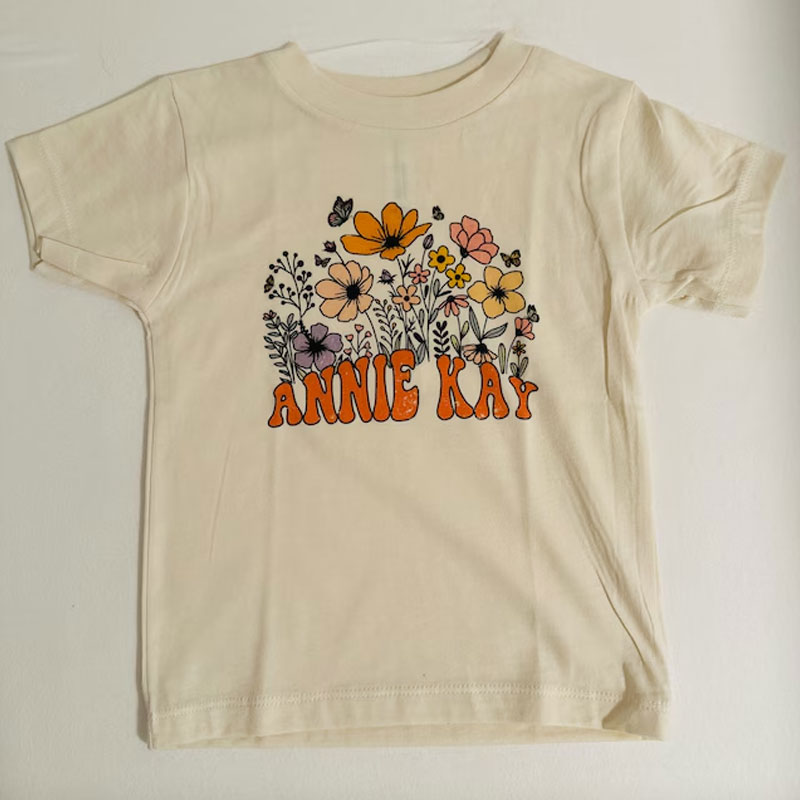 Personalized Retro Daisy Wild Flower Toddler Onesie, Youth Tee