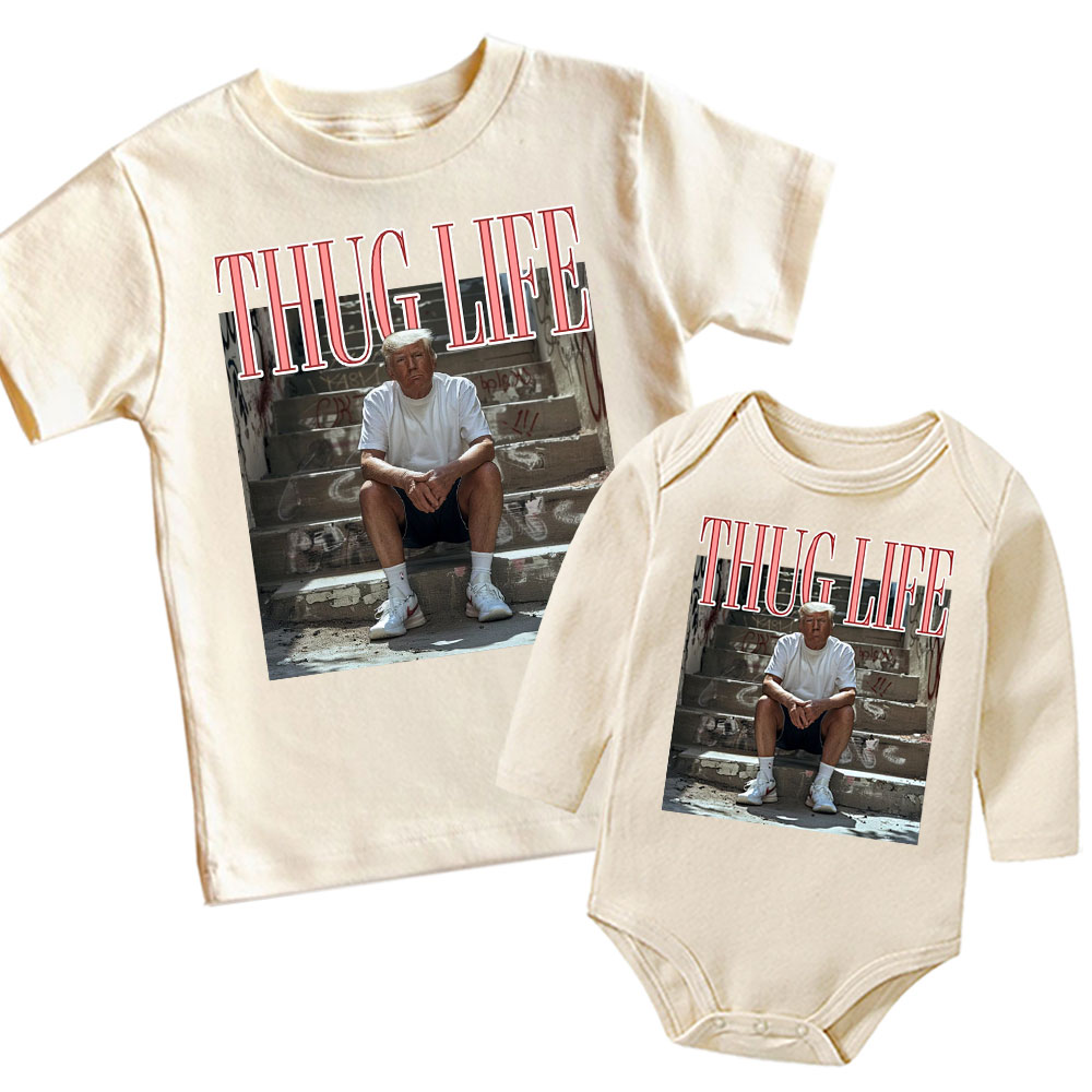 [Baby Onesie & Kids Tee] Funny Trump 2024, Thug Life