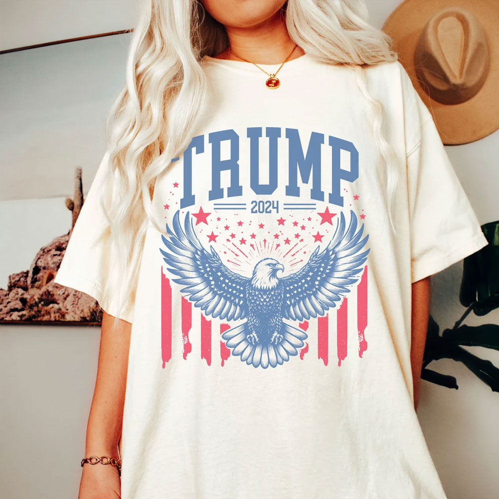 [Adults Tee] American Flag Trump 2024 Republican