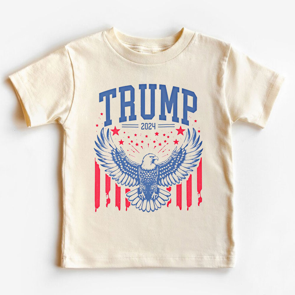 [Baby Onesie & Kids Tee] American Flag Trump 2024 Republican