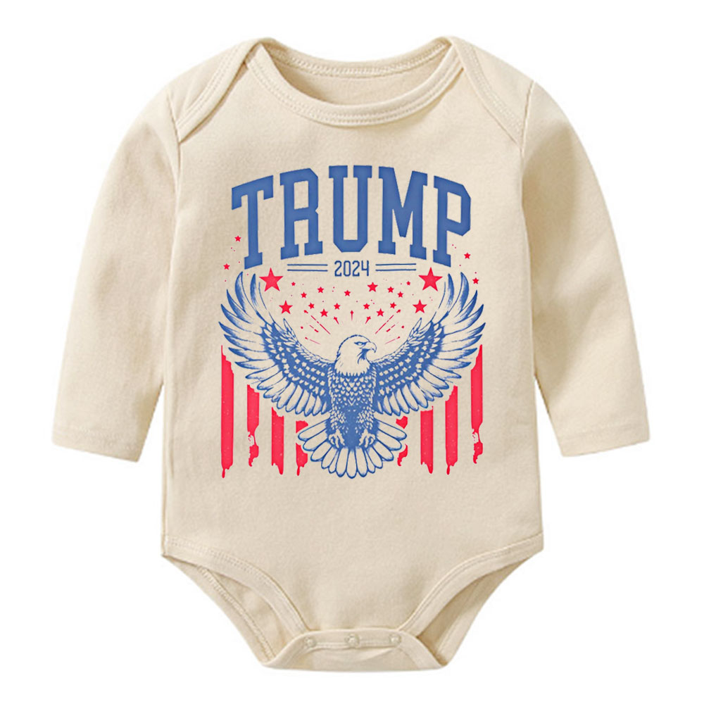 [Baby Onesie & Kids Tee] American Flag Trump 2024 Republican