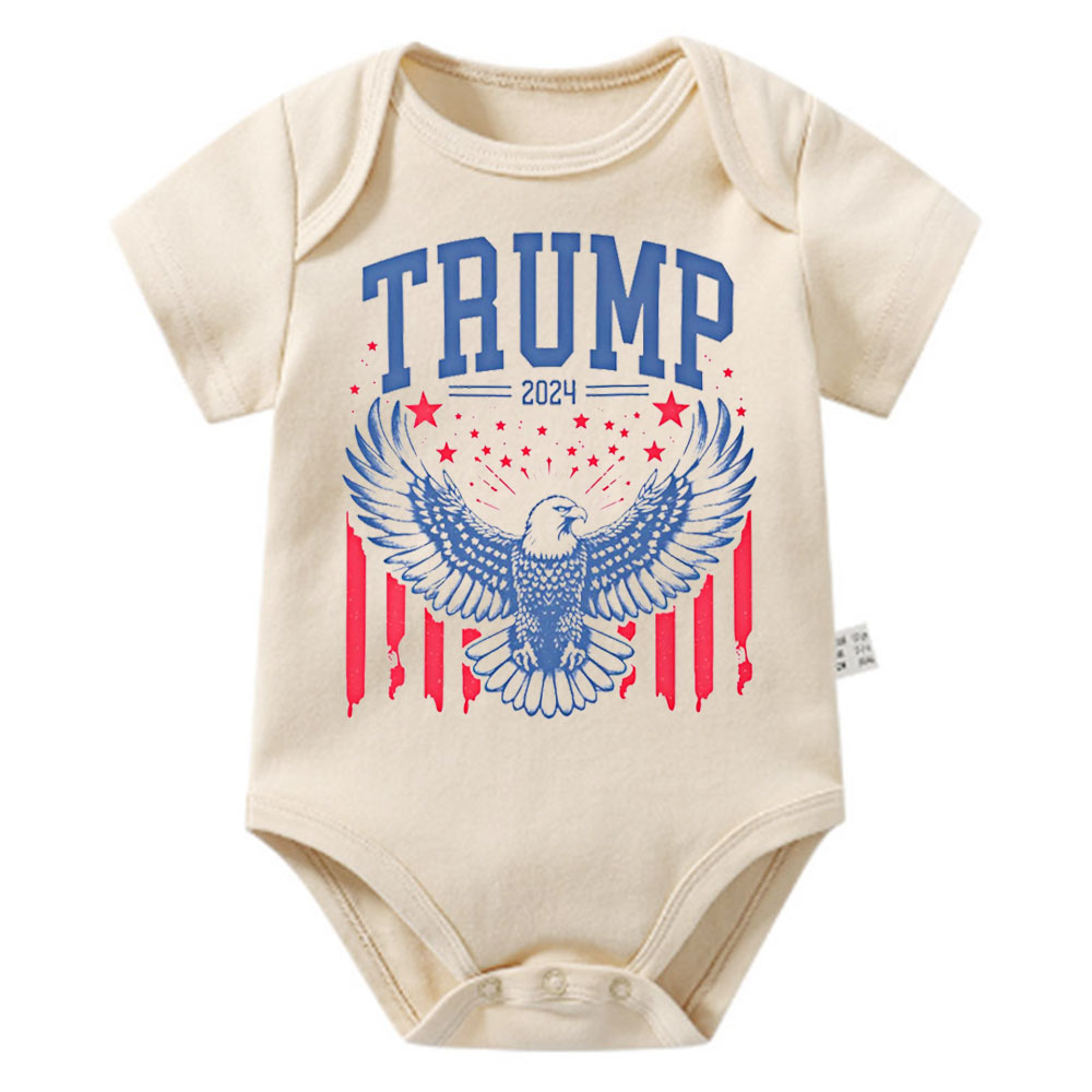 [Baby Onesie & Kids Tee] American Flag Trump 2024 Republican