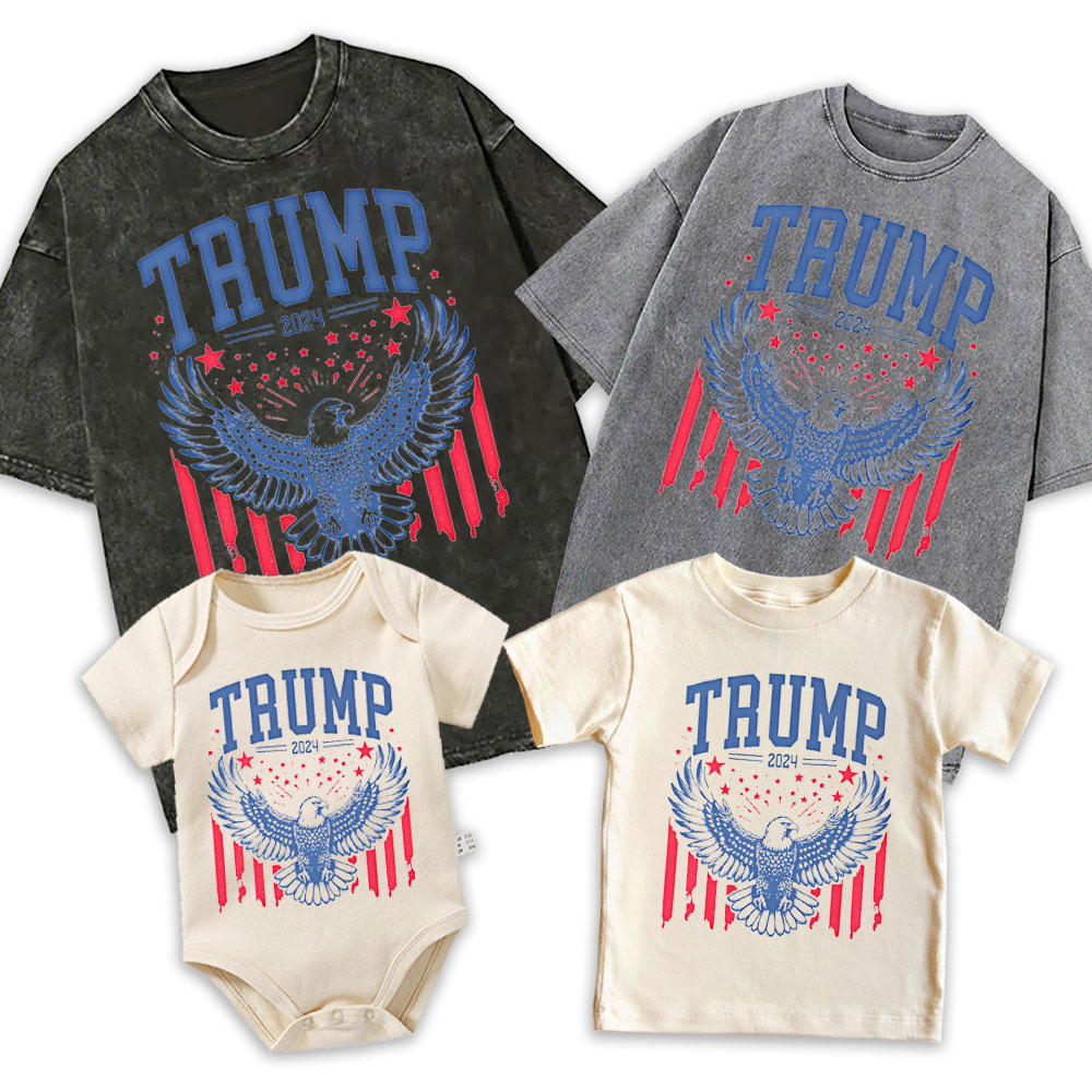 [Adults Tee] American Flag Trump 2024 Republican