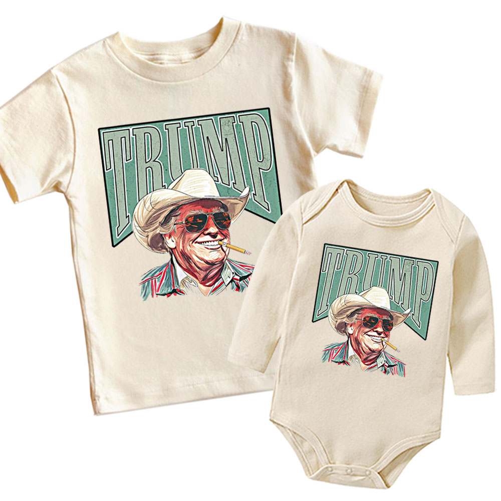 [Baby Onesie & Kids Tee] Trump Western Cowboy Make America Great