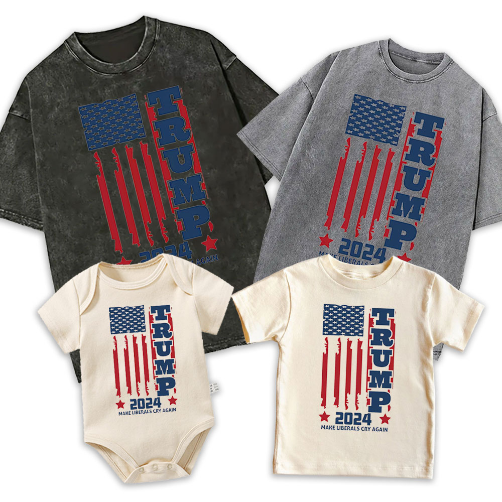 [Adults Tee] US Flag 2024 Trump Family Shirt