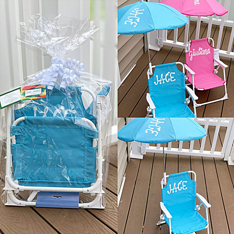 Personalized 1-5 YEARS Toddler Beach Chair with Umbrella