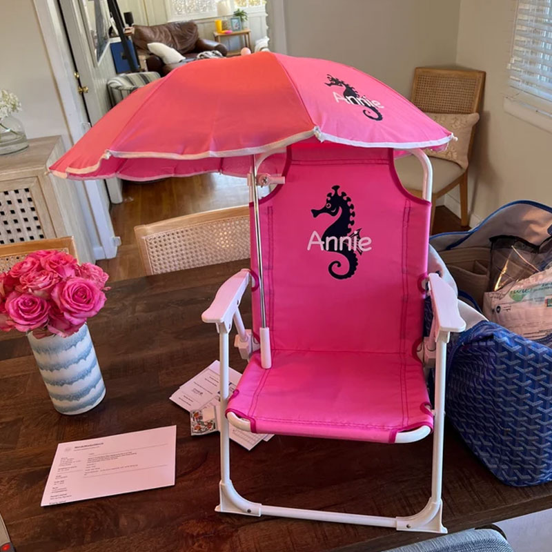 Personalized Toddlers Folding Beach Chair and Umbrella Set with 17 Designs