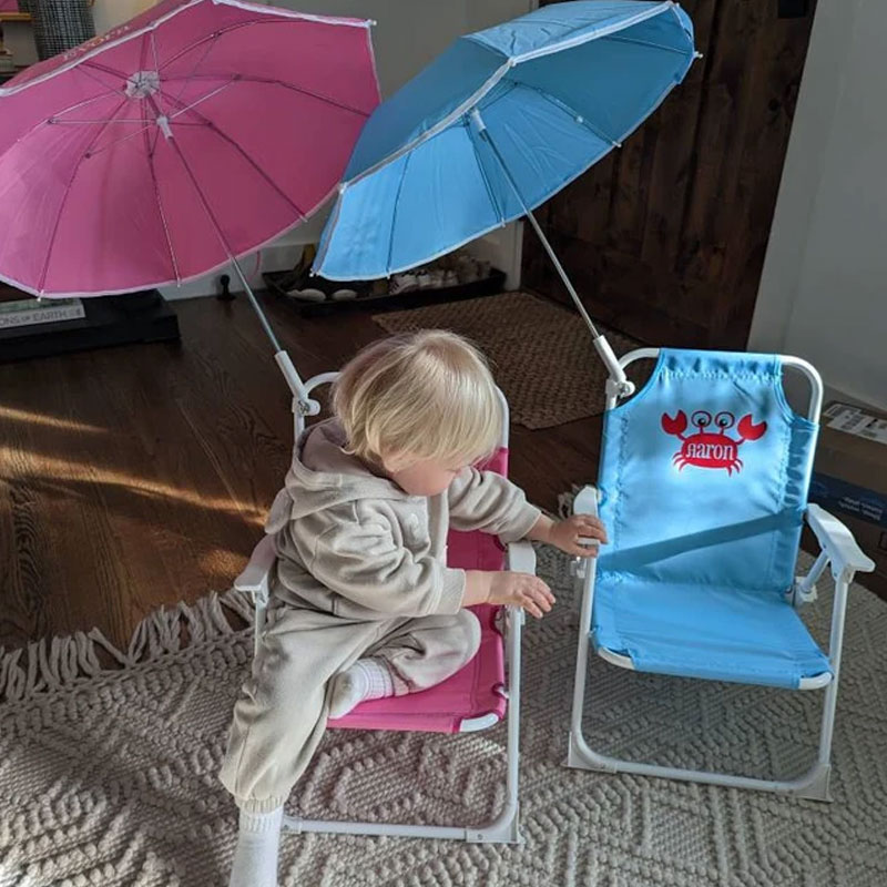 Personalized Toddlers Folding Beach Chair and Umbrella Set with 17 Designs