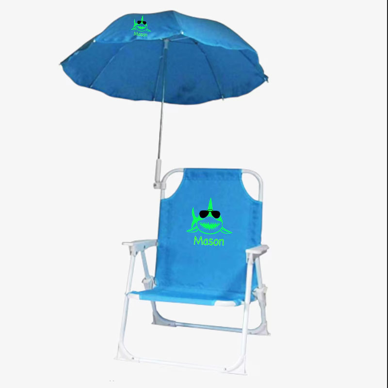 Personalized Toddlers Folding Beach Chair and Umbrella Set with 17 Designs
