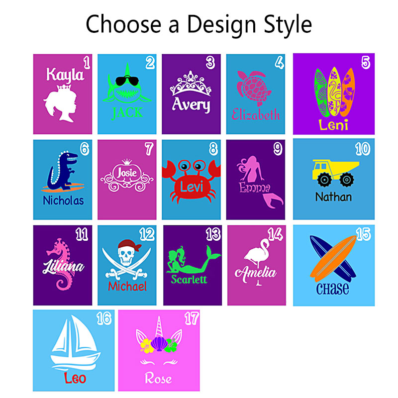 Personalized Toddlers Folding Beach Chair and Umbrella Set with 17 Designs