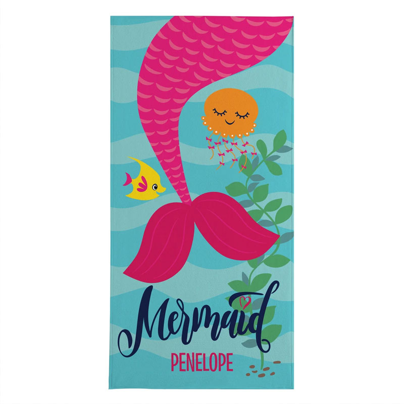 Personalized Mermaid Beach Towel - Gift For Girls