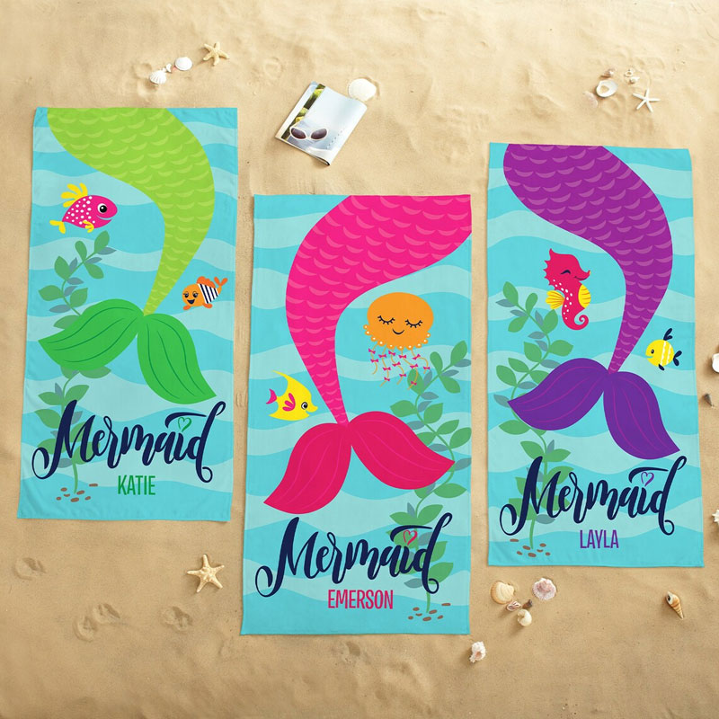 Personalized Mermaid Beach Towel - Gift For Girls