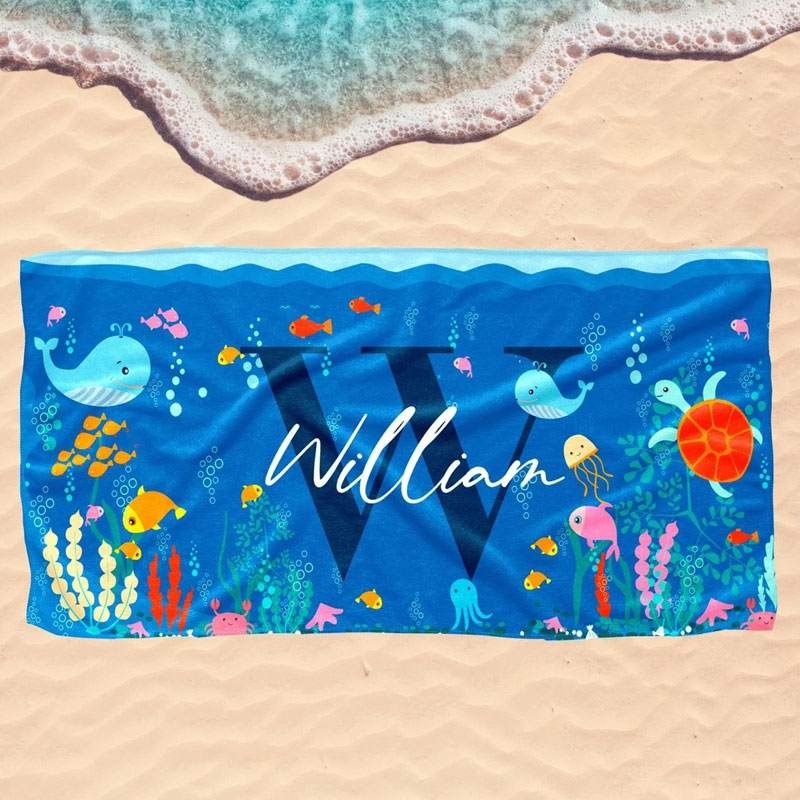 Personalized Pool Towel with Your Name, Custom Kids Beach Towels