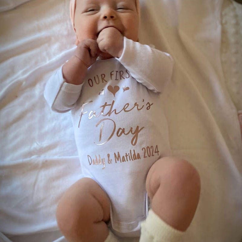 Our First Father's Day 2024 Baby Bodysuit With Names