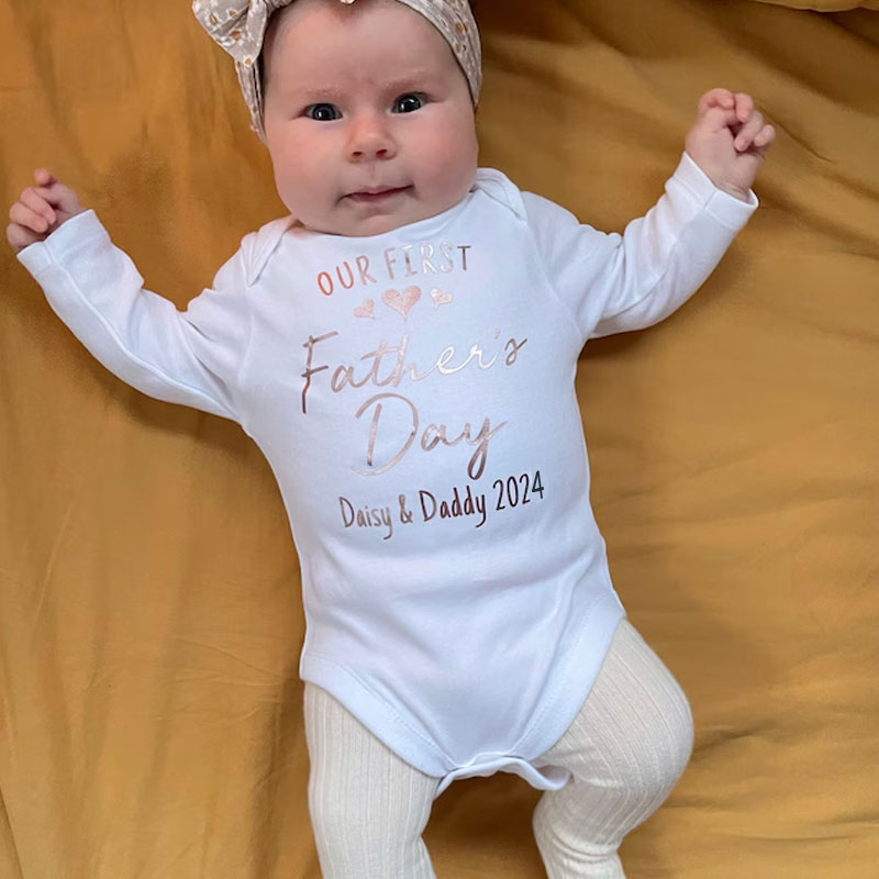 Our First Father's Day 2024 Baby Bodysuit With Names