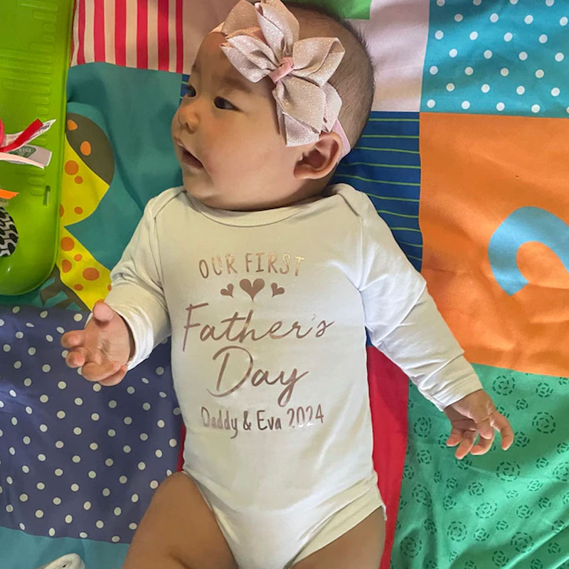 Our First Father's Day 2024 Baby Bodysuit With Names