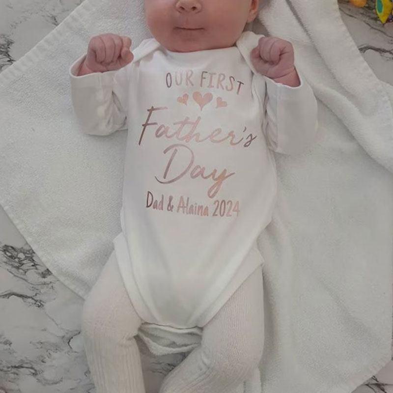 Our First Father's Day 2024 Baby Bodysuit With Names