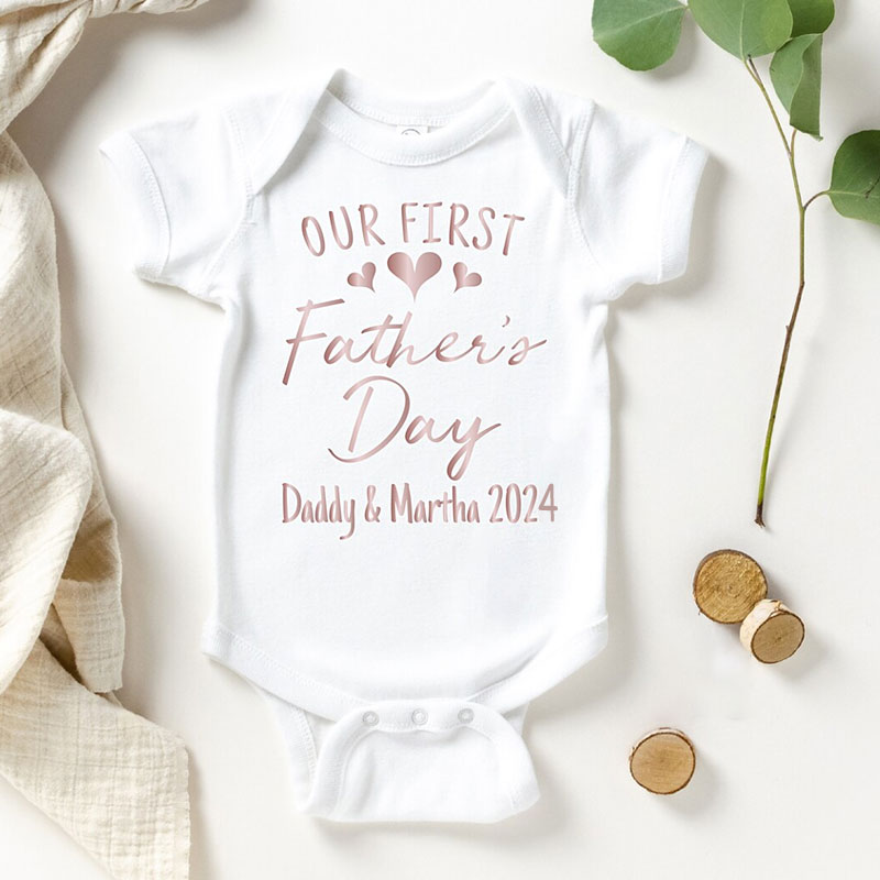Our First Father's Day 2024 Baby Bodysuit With Names