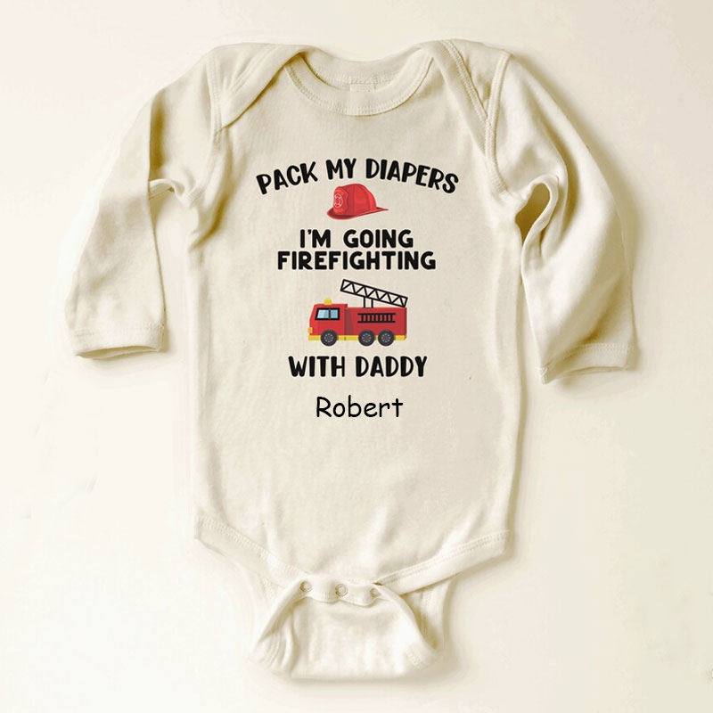 Pack My Diapers Baby Onesie - Firefighter Dad Bodysuit
