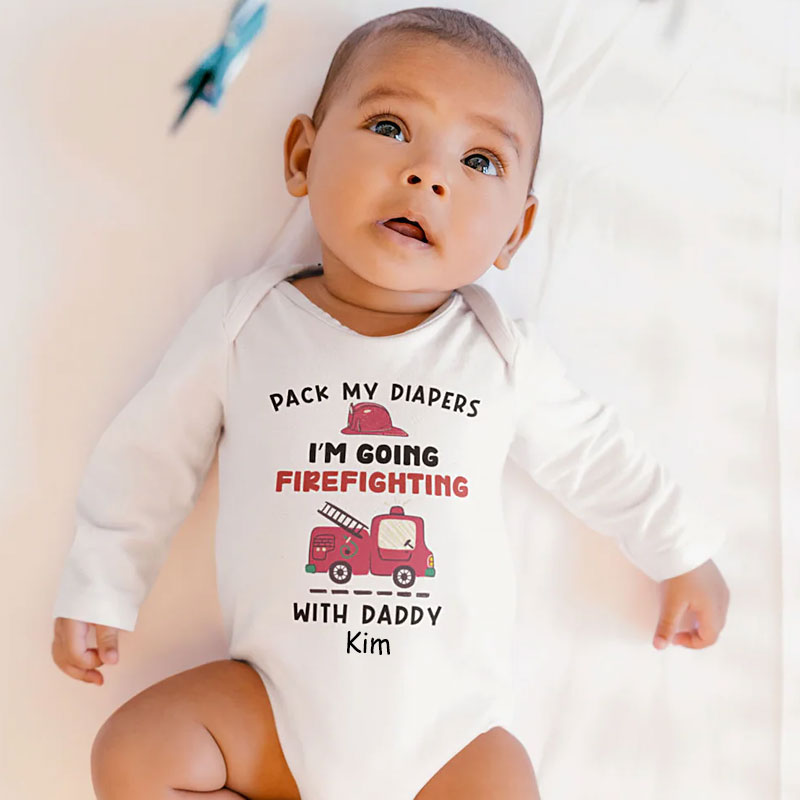 Pack My Diapers Baby Onesie - Firefighter Dad Bodysuit