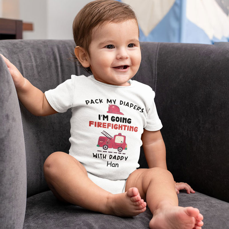 Pack My Diapers Baby Onesie - Firefighter Dad Bodysuit