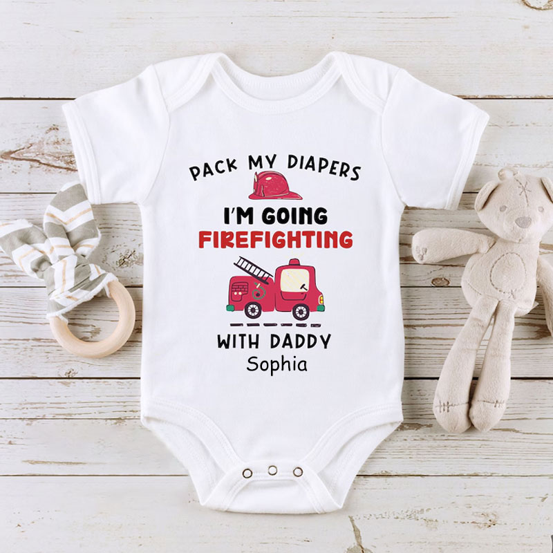 Pack My Diapers Baby Onesie - Firefighter Dad Bodysuit