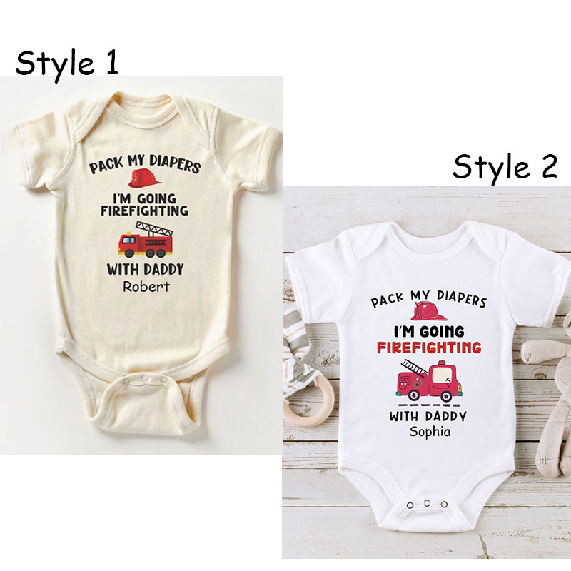 Pack My Diapers Baby Onesie - Firefighter Dad Bodysuit