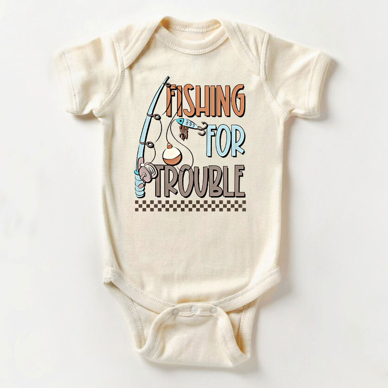 Fishing For Trouble Baby Onesies, Fishing Buddy Bodysuit