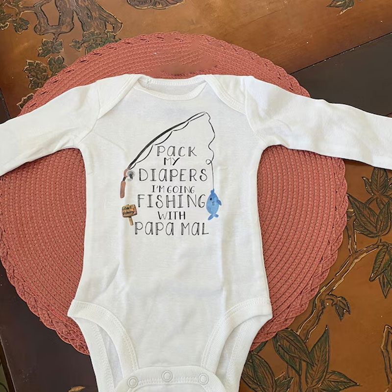 Grandpa's Fishing Buddy, Baby Shower Onesie