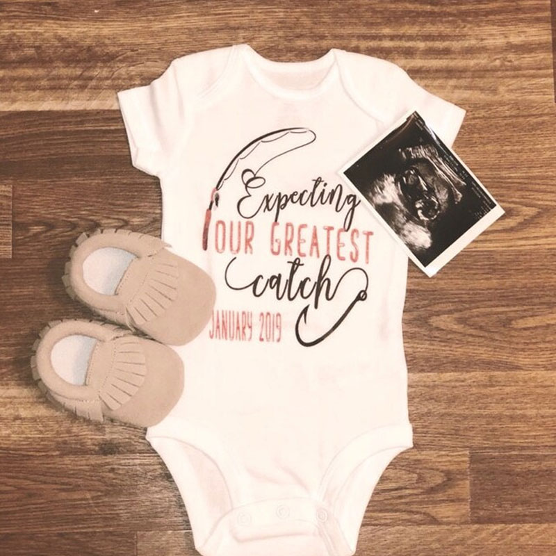 Fishing ONESIE, Expecting our greatest catch, Pregnancy Reveal