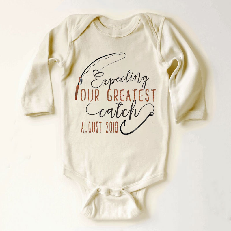 Fishing ONESIE, Expecting our greatest catch, Pregnancy Reveal